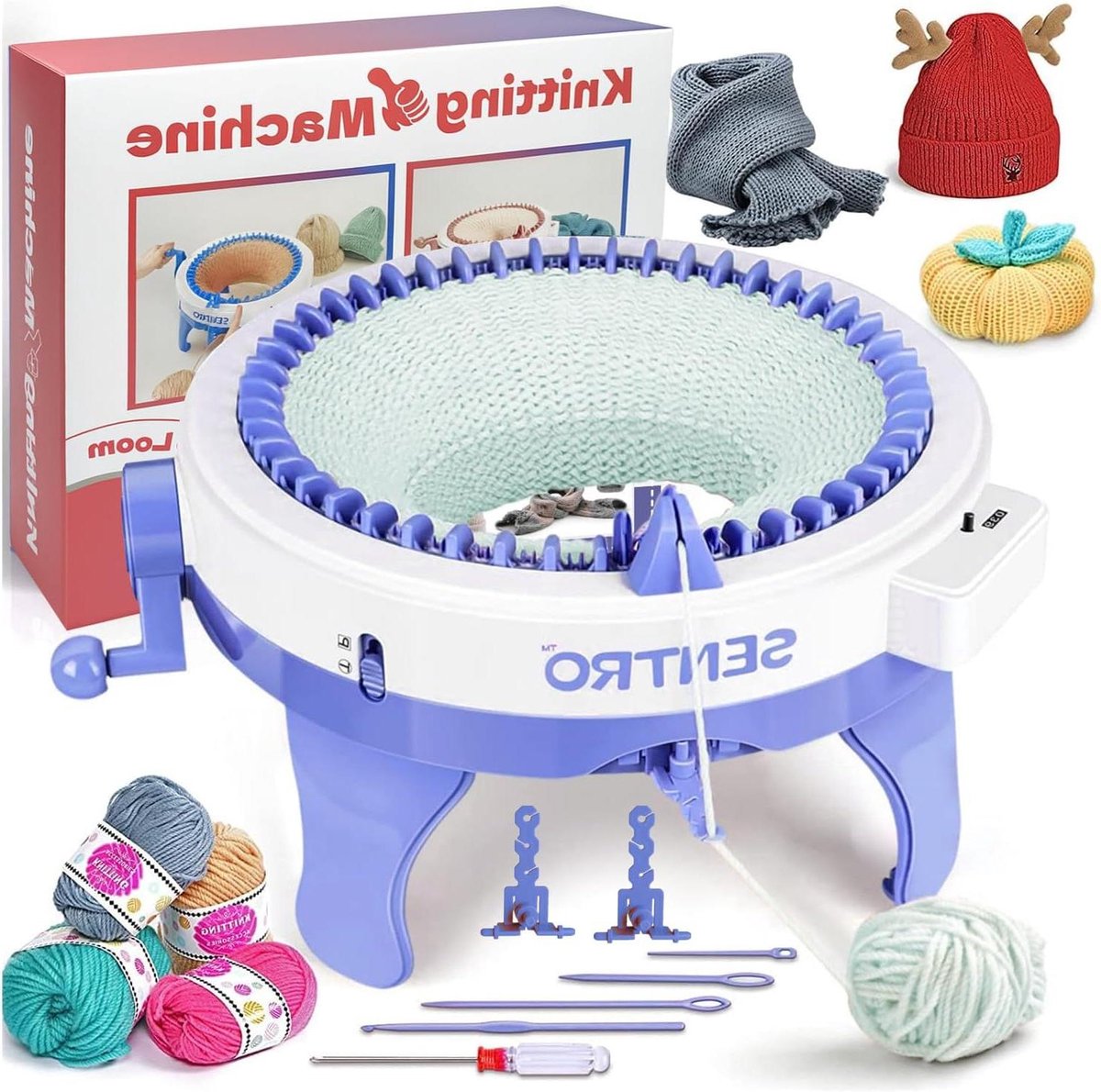 Breimachine - Weefgetouw - DIY Knutselen - Rijenteller - 48 Naalden - Blauw