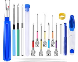 Punch Needle Tool Kit - Borduurnaald Set - Handwerk Knutselen - 18 Delige Set - 15 cm Lengte - Blauw