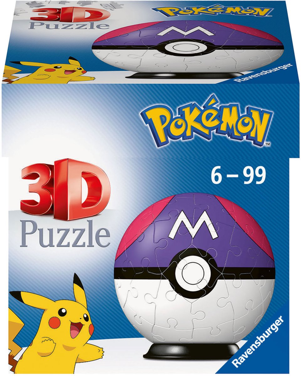 Puzzel 3d ravensburger pokemon masterbal 54st