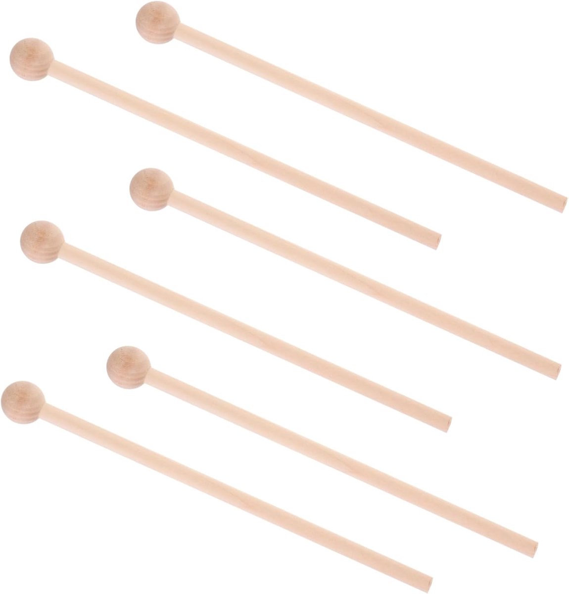 Percussie Stokken - Xylofoon Mallets - Muziek Maken - Set van Zes - 21.9cm Lengte - Houtkleur