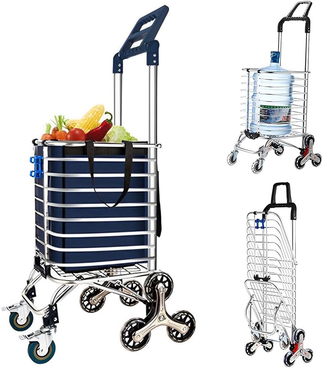 Gereedschapswagen - Steekwagen Trolley - Boodschappen Vervoeren - Trapklimmend Ontwerp - 50 kg Draagvermogen - Zwart