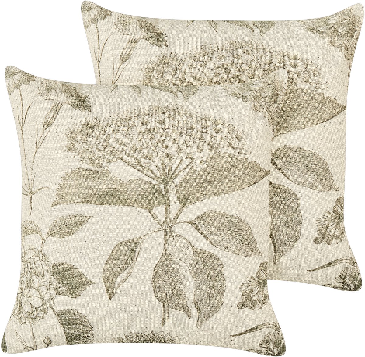 Beliani ROSEMARY - Sierkussen set van 2 - Beige/Groen - 45 x 45 cm - Katoen