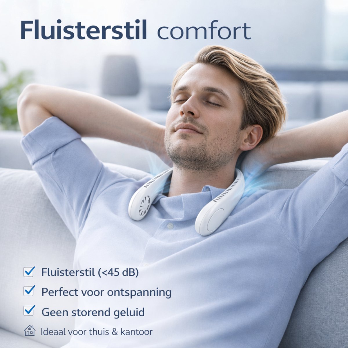 Joyage Draagbare Nek Ventilator oplaadbaar - Wit - 3 standen - Gezichtsventilator Neck fan - Portable fan mini ventilator usb - Nekventilator met koeling Handventilator Bureau ventilator - Halsventilator Waaier handwaaier Draagbare ventilator klein — afbeelding 4