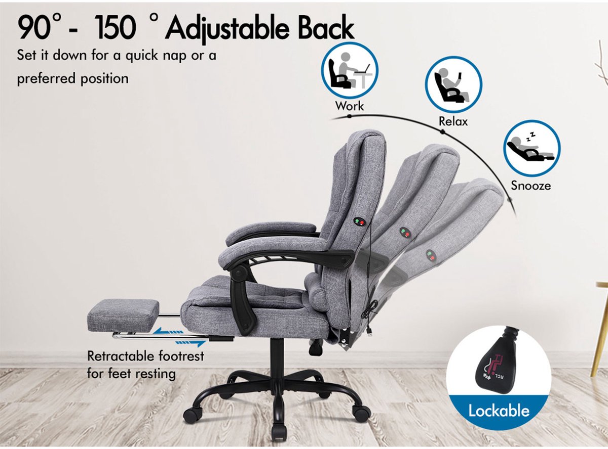 Computer/gaming bureaustoel, stoel met hoge rugleuning en - afbeelding 2