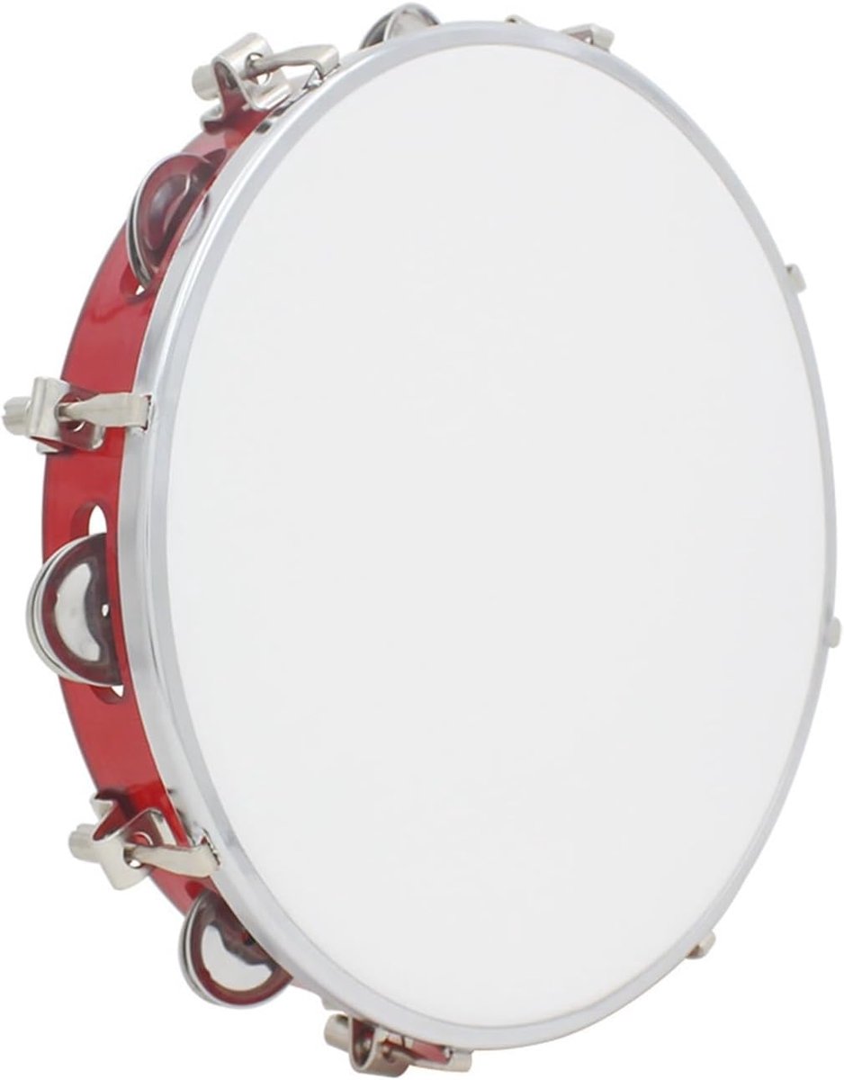 Tamboerijn - Handtrommel Percussie - Muziek Optredens - Verstelbaar Design - 10 Inch - Rood