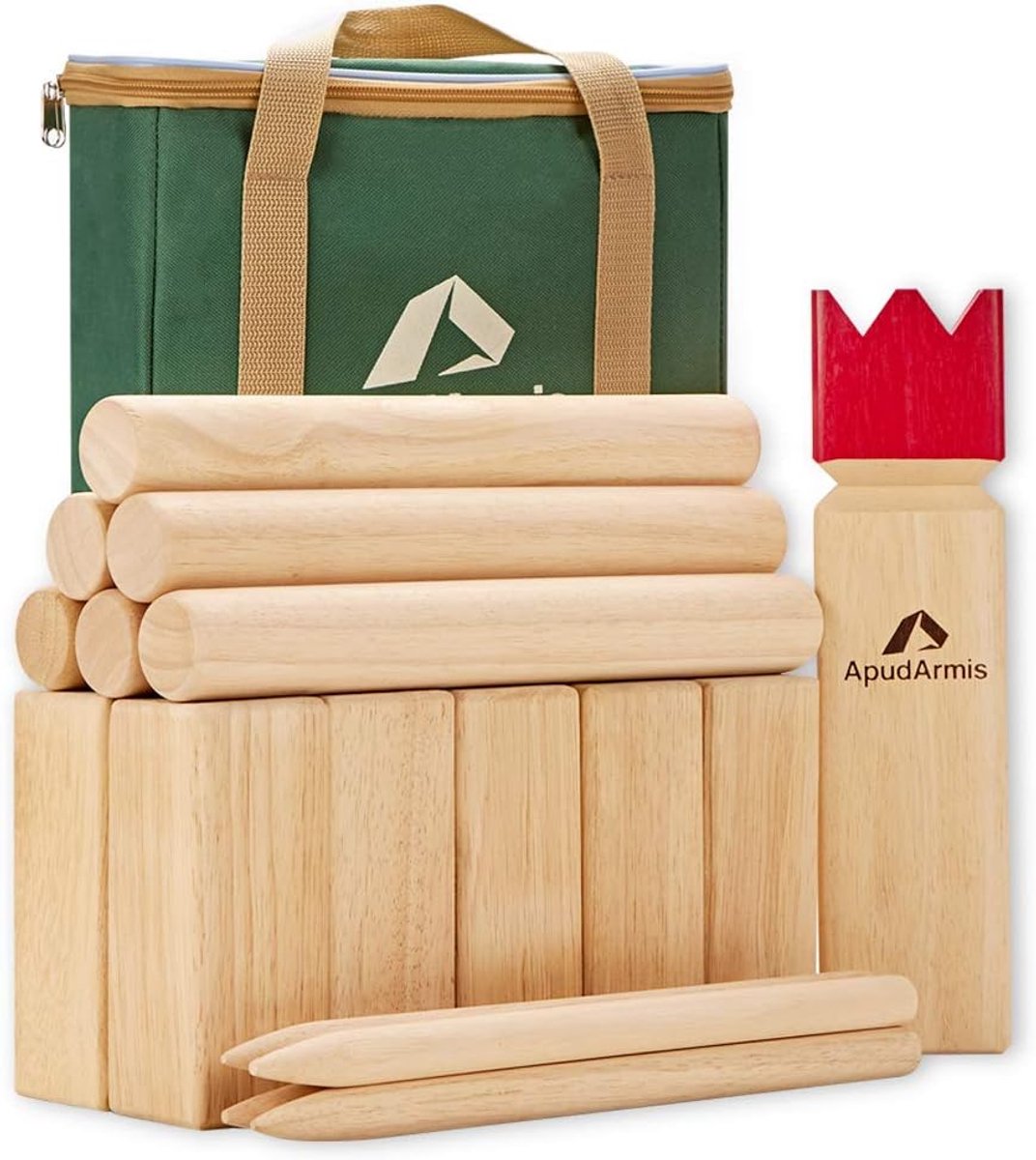 ApudArm is Kubb Yard Game Set, Viking Schaken Outdoor Clash Toss Yard Game met Draagtas - Rubber Houten Achtertuin Gazon Games Set voor Kinderen Volwassenen Familie