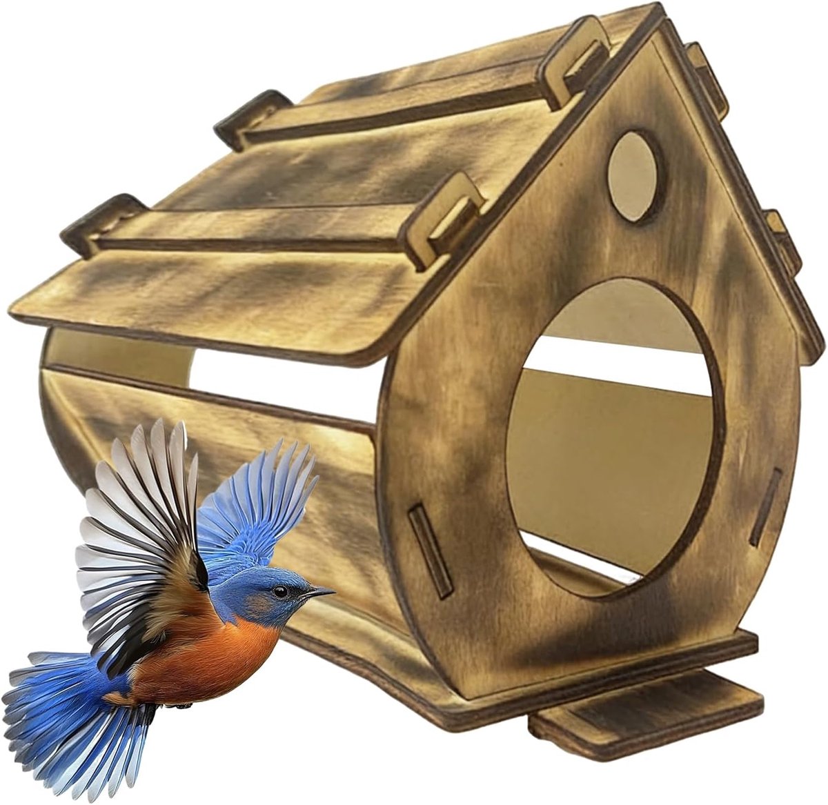 Vogelhuisje Buiten - Vogelhuis Tuin - Vogels Observeren - Robuust Houtmateriaal - 20 x 12.5 x 10.5 cm - Meerkleurig