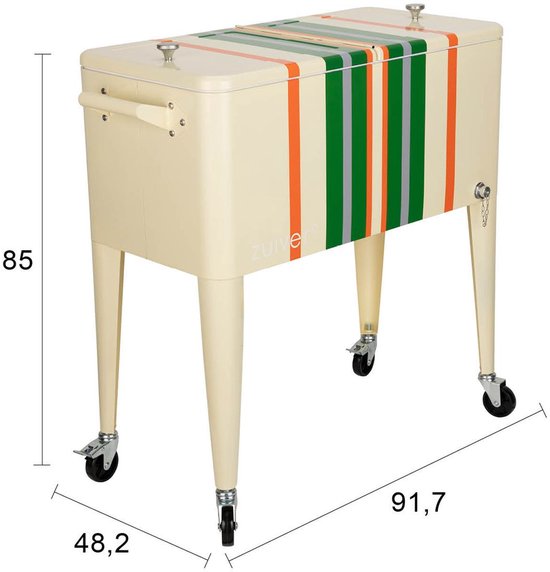 Zuiver Cooler Be Cool Koelbox/ Koelwagen Tuin Stripes Lemon - Meerkleurig van Merkloos — afbeelding 4