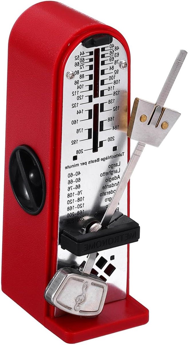 Mechanische Metronoom - Muziek Timer - Tempo Oefenen - Mini Compact Formaat - 110mm Breed - Rood