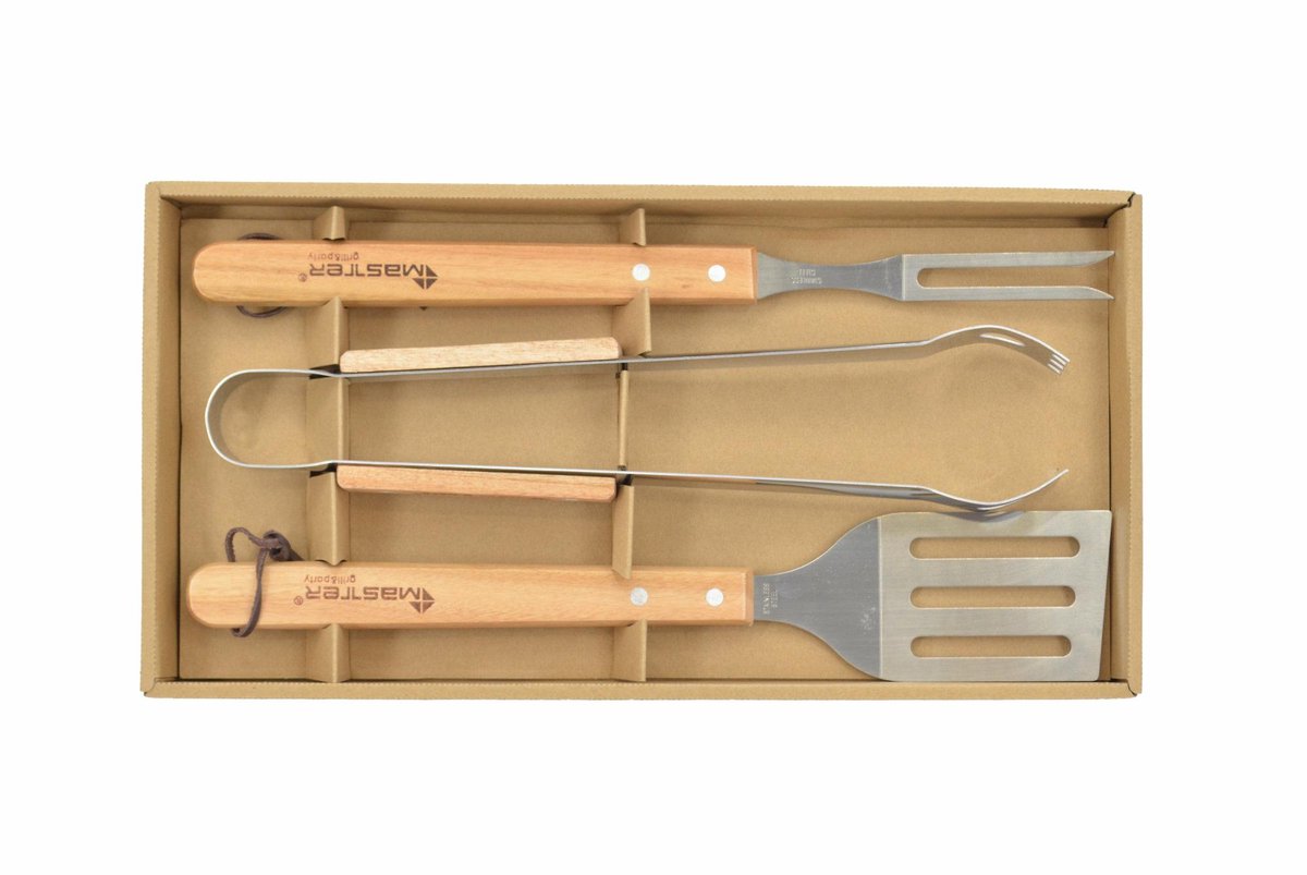 Master Grill & Party MG110 - Grillaccessoireset - 3 Stuks - RVS en Hout