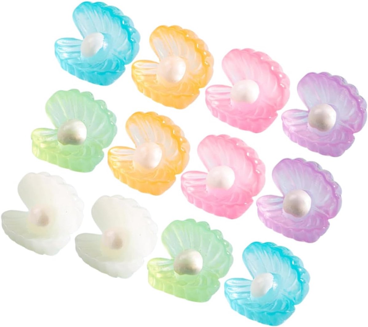 Miniatuur Schelpenfiguren - Kleine Zeedecoratie - Tuin Poppenhuis Decoratie - Lichtgevend in Donker - 3 cm - Kleurrijk