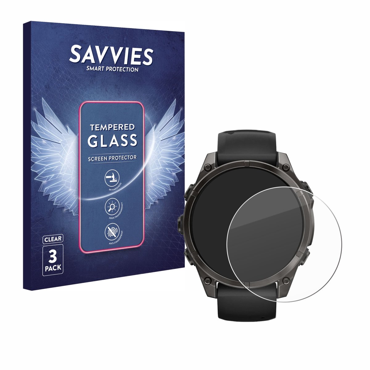Savvies - Glas Screenprotector Voor Garmin Fenix 8 / 8 Pro Amoled (47 Mm) - Gehard Beschermglas 9H 3 Stuks