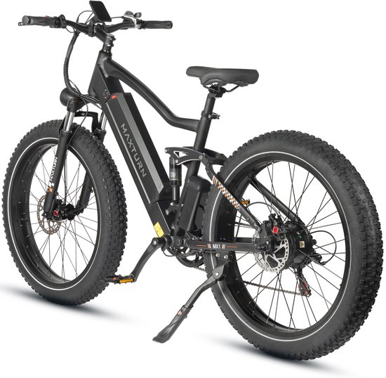 Maxtron MX1 Elektrische Fiets - 624Wh Accu - Actieradius tot 100 km - 26×4.0 Inch Fatbike Banden - Shimano 7 Versnellingen - Verende Voorvork (Aluminium/Staal) - Mechanische Schijfremmen - Stadsfiets - Max. Belastbaar 120 kg - Zwart — afbeelding 2