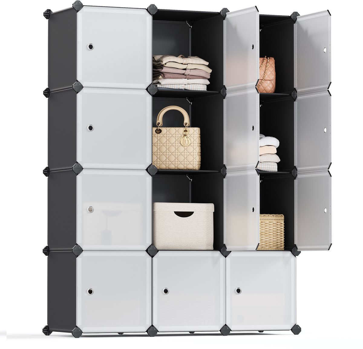 SONGMICS - Kubus Kast - Schoenenrek met Deuren - Set van 12 Kubussen