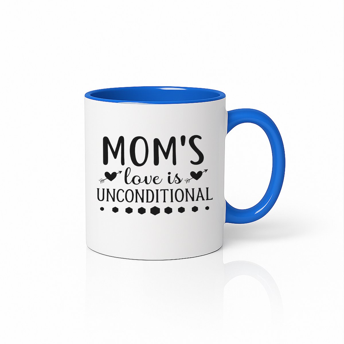 Mom's Love is Unconditional Keramische Mok - Emotioneel Moederdag Cadeau - Blauw/Wit
