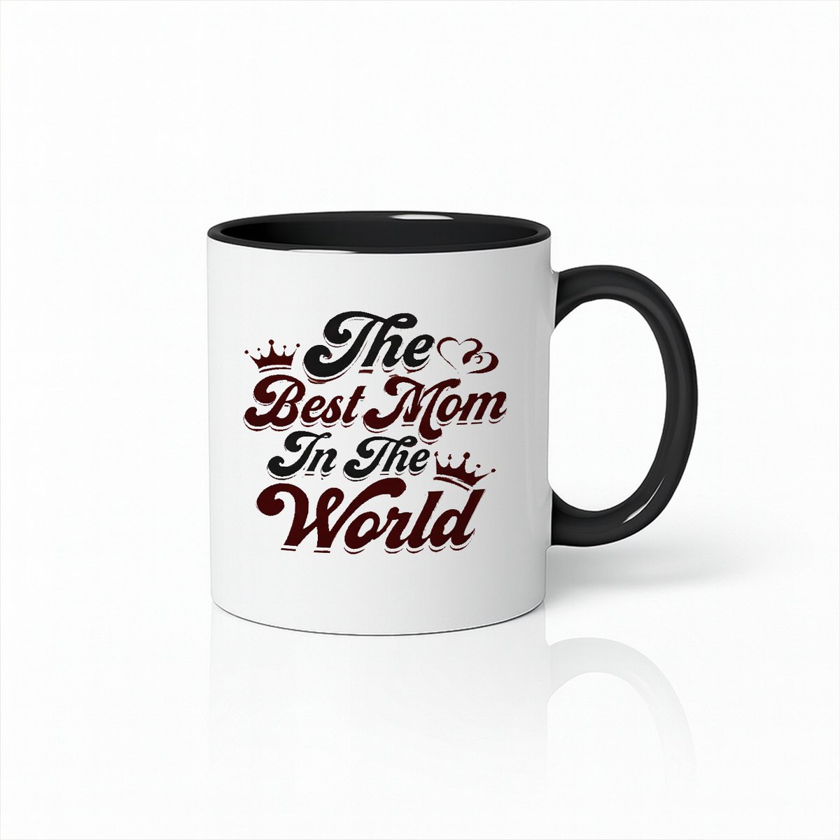 Koffiemok - The Best Mom In The World - Tweekleurig Zwart & Wit - Uniek Cadeau voor Mama