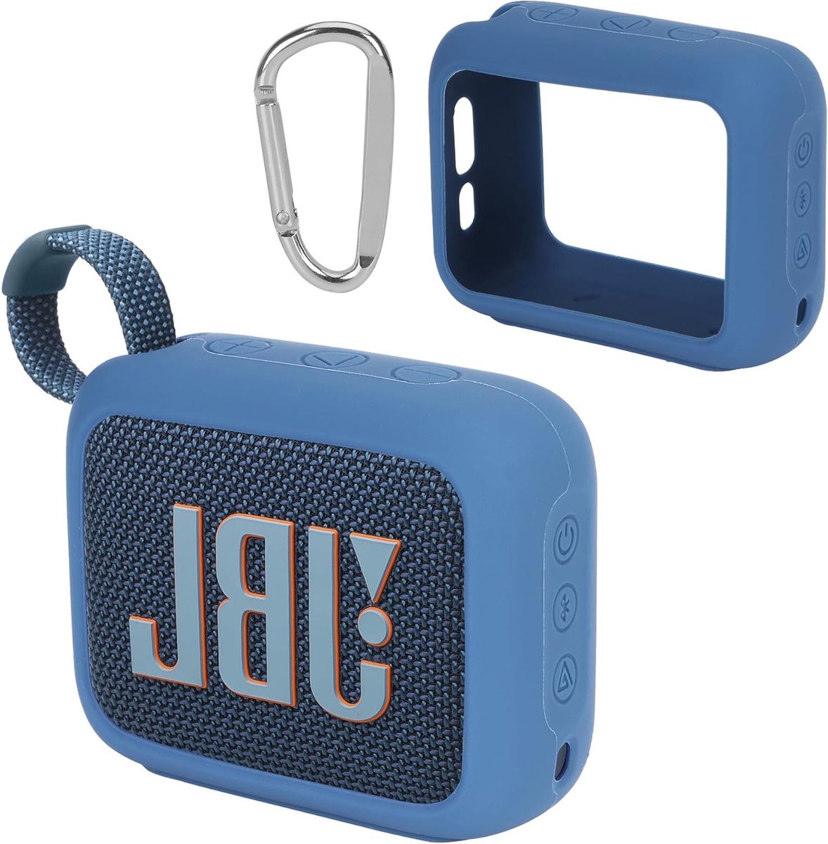 Siliconen Beschermhoes voor Draagbare Bluetooth Speaker met Carabiner - Geschikt voor JBL Go 4, Schokbestendig en Waterdicht