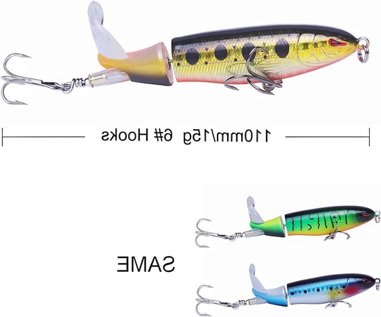 Set van 3 bionische visaas met draaiende staart, 11 cm, 15 g, ideaal voor zoetwatervissen, met haken en aantrekkelijke lures van Merkloos — afbeelding 2