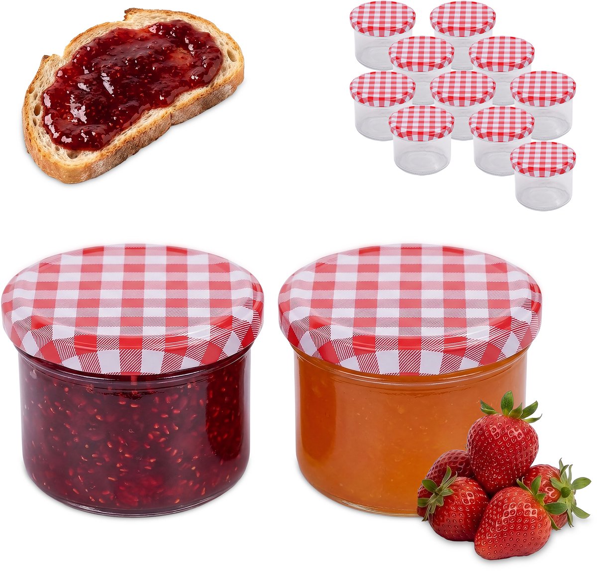 Inmaakglazen - 12 stuks - 220 ml - glas - transparant - met deksel