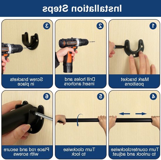 Verstelbare kledingrail, uitschuifbaar van 43 tot 142 cm, wandgemonteerd, ideaal voor kledingopslag en organisatie van Merkloos	 — afbeelding 4