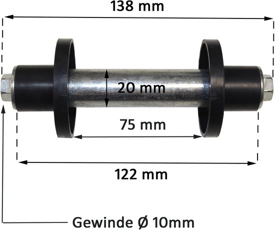 2x kruiwagenwiel lekvrij 4.80/4.00-8 met as PU stalen velg 200 kg massief rubber — afbeelding 3