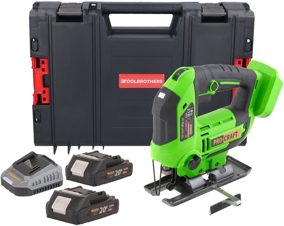 Procraft ST22 accu-decoupeerzaag 20 V 80 mm borstelloos + 2x accu 2,0 Ah + oplader + RHINO Toolcase