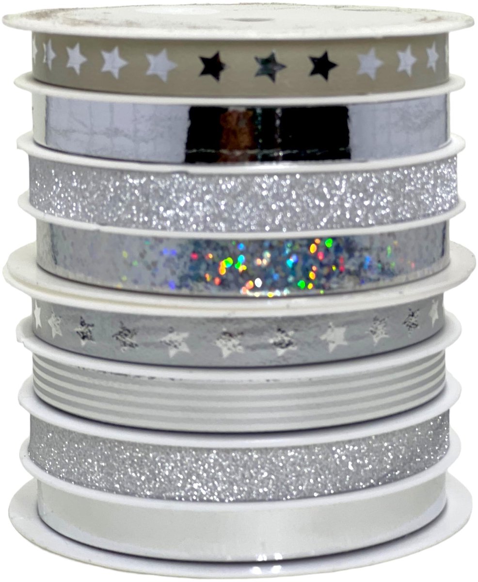 Allecto - Cadeaulint Set - Knutselen - Glanzend en Mat - Zilver - Versieren - Perfect voor Feesten en Bruiloften