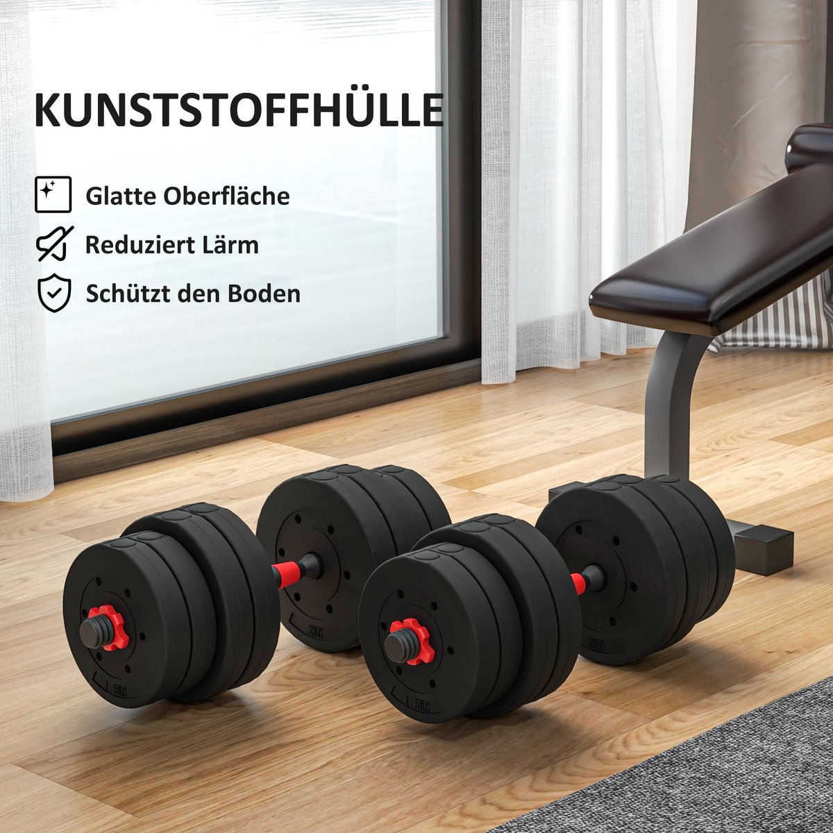 Halter Set - 30kg Verstelbare Dumbbell - 2-in-1 Met Gewichten - Voor Thuis En Fitness - Krachttraining - Zwart – foto 7