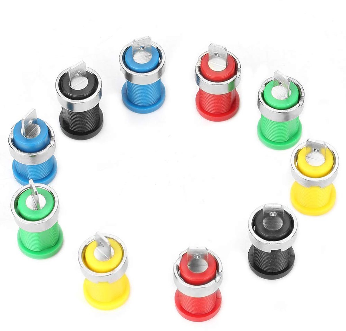 Allecto - Banana Plug Set - Professionele Panel Mount - 10 Stuks - Diverse Kleuren - Hoogwaardige aansluitingen - Ideaal voor audio - Geschikt voor...