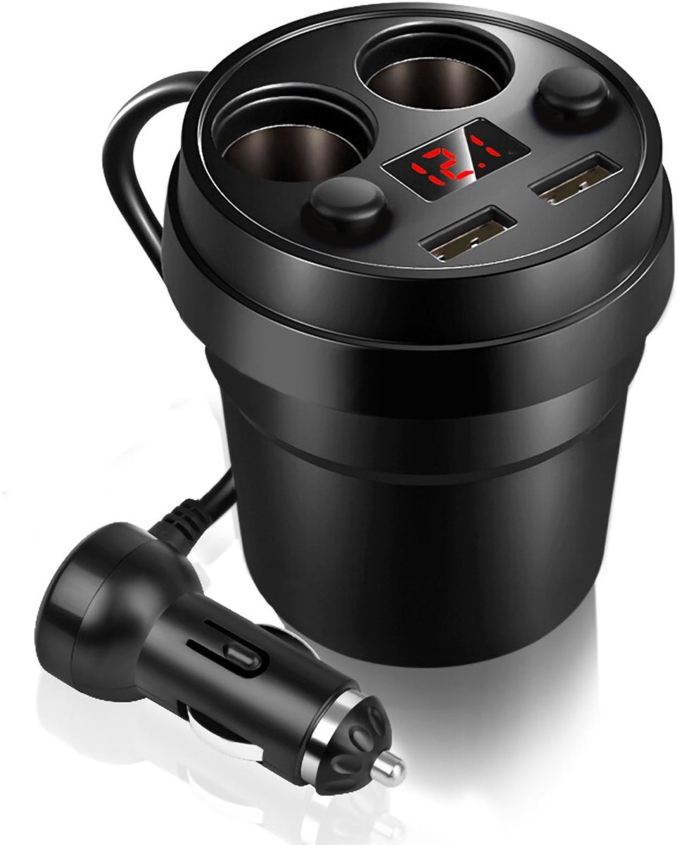 Allecto - Auto Oplader - Dubbele USB - Snellader 80W - Cup Holder Charger - Geschikt voor Smartphone - Geschikt voor Tablet