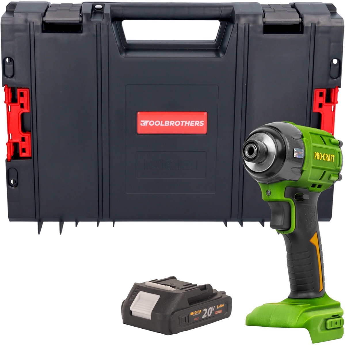 Procraft PS22bb accu-slagmoersleutel 20 V 230 Nm 1/2" borstelloos + 1x accu 2,0 Ah + RHINO-gereedschapskoffer - zonder oplader
