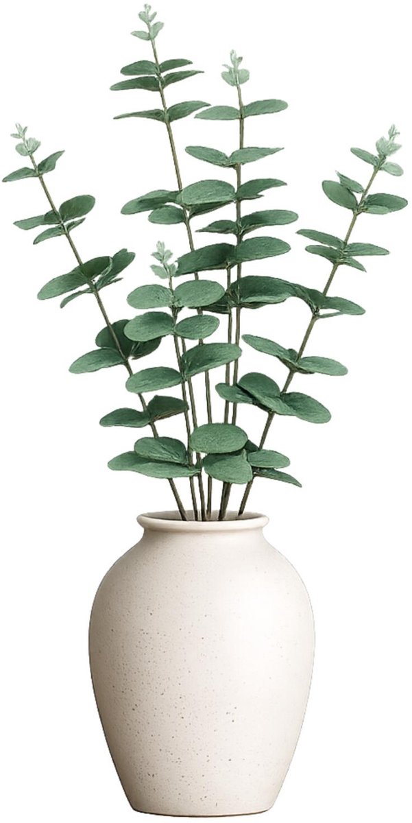 Decoris Bellatio Design Kunstplant takken Eucalyptus Cinera - 5x - 90 cm - 5 takken - kunst bladgroen - decoratief - zijdebloemen