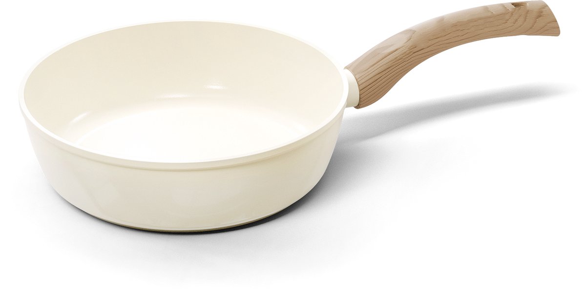 Cook & Pan - Hapjespan 24 cm - PFAS vrij - Inductie Keramisch - Non stick - 7 jaar garantie - Crème