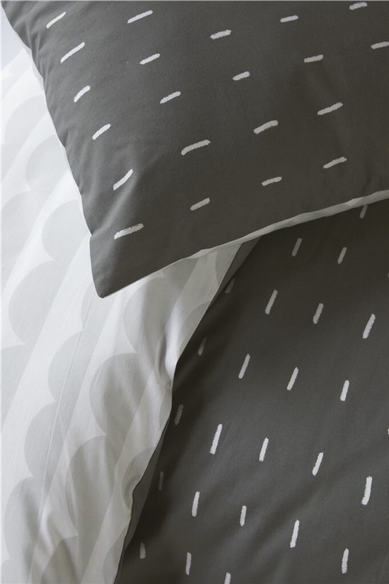 Walra Dekbedovertrek More Dashes - 200x220 - 100% Katoen - Off Black / Grijs van Walra — afbeelding 4