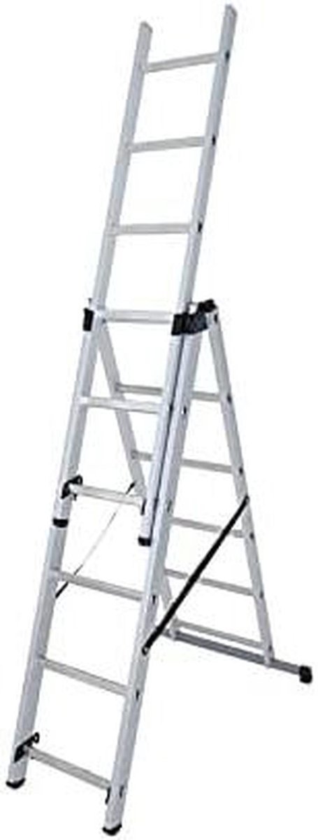 Transformeerbare Ladder - Huishoudtrap Aluminium - Klus Klussen - Multi-positie - 430 m - Zilver