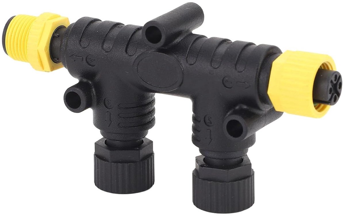 T-connector NMEA - 2 Poorts - Maritiem Netwerk - IP67 Waterbestendig - 5-pins - Zwart