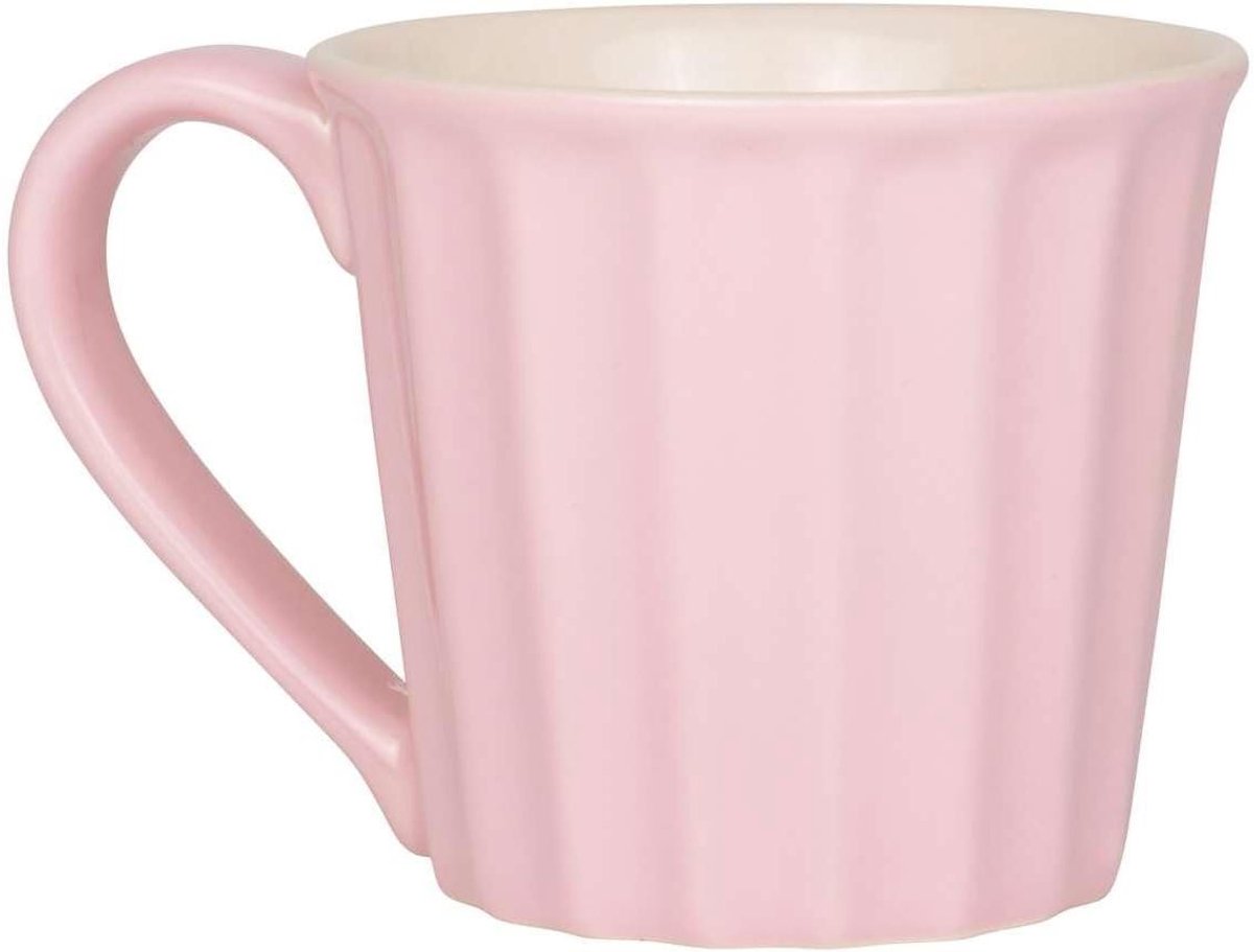 Aardewerk Mok - Kop met oor - Koffie drinken - Nostalgisch design - 027 liter - Engels roze