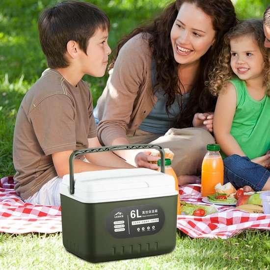 Koelbox - IJsbox Opbergbox - Buitenactiviteiten Opslag - Tri-laag Isolatie - 6 Liter - Legergroen — afbeelding 5