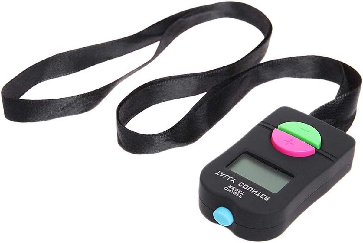 Digitale Telmachine - Hand Teller - Inventaris Tellen - Met Aftelknop - Compact Formaat - Zwart Groen Roze