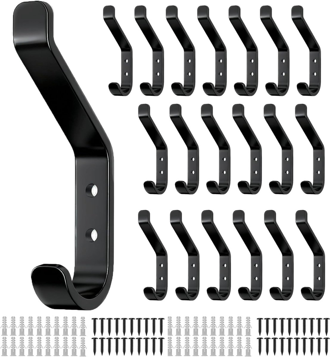 20 Stuks Aluminium Kledinghaken, Maximaal 10 kg, Stevige RVS Houder voor Handdoeken, Rugzakken en Hoeden, Geschikt voor Deur en Muur, 10 cm
