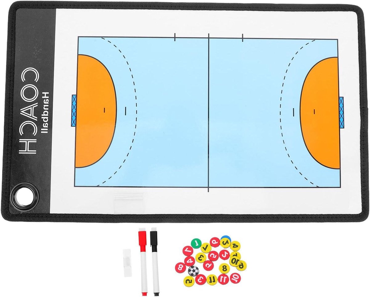 Handbal Coachingbord - Strategiebord Sport - Training Wedstrijden - Magnetisch Droogafveegbaar - 38.5 x 24 cm - Hemelsblauw