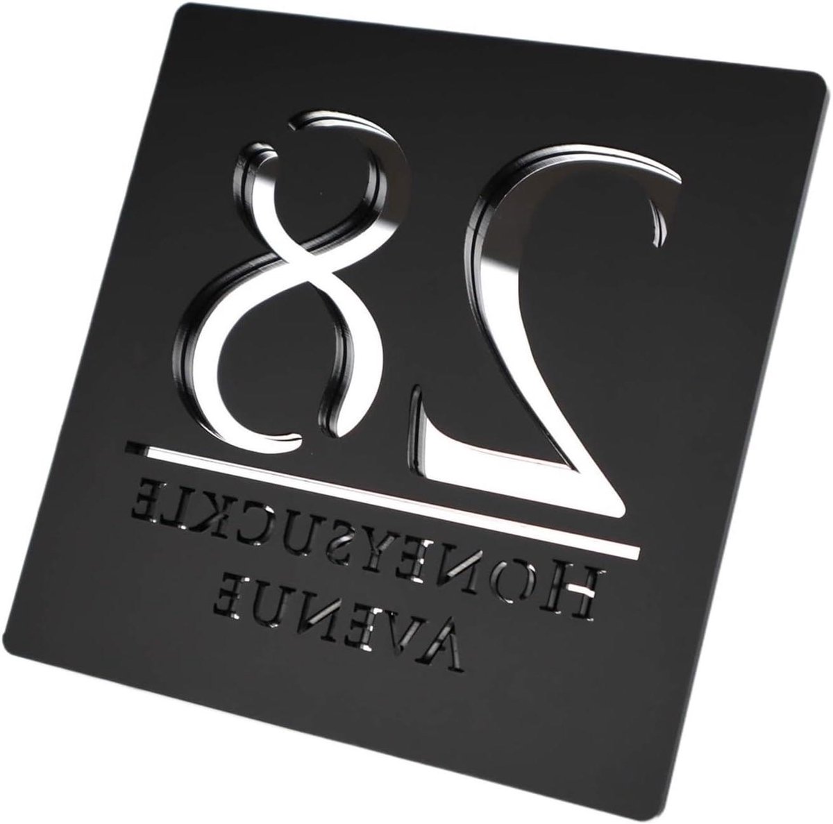 Huisnummer Plaat - Adresbord Decoratie - Huis Identificatie - 3D Acryl Design - 30x30CM - Zwart Zilver