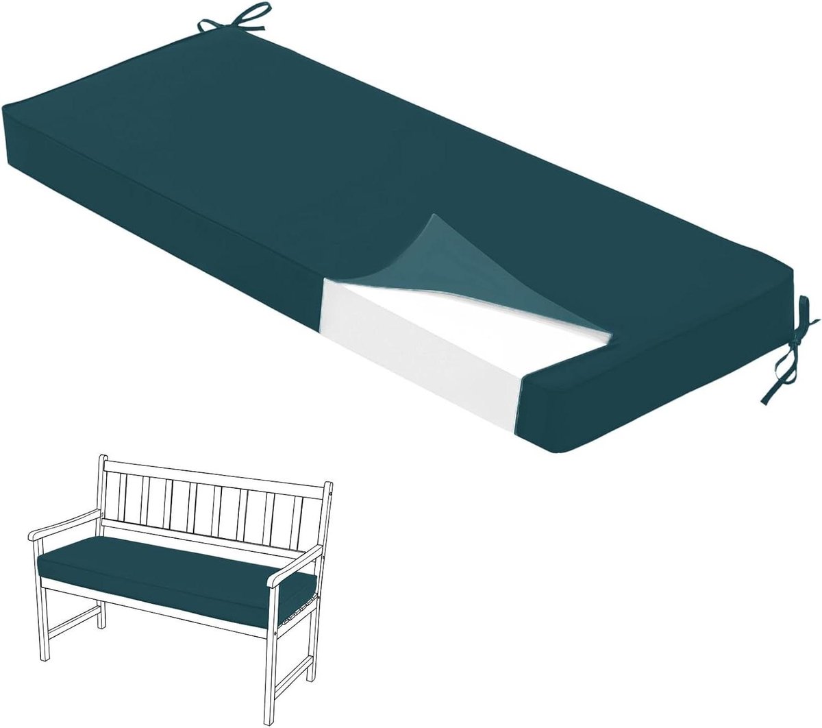 Bank Kussen - Tuinbank Pads - Buiten Zitten - Waterbestendig - 140x60x5 cm - Turkoois