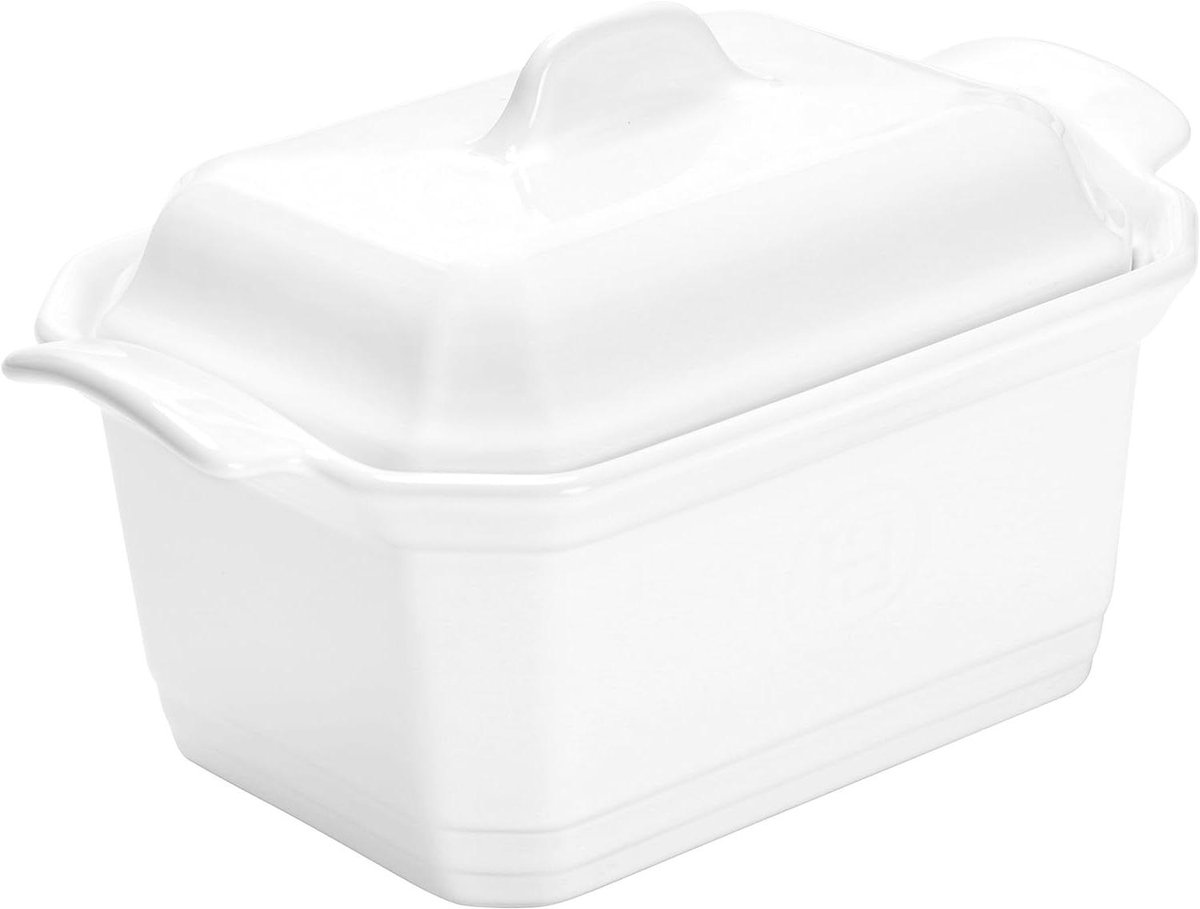 Keramische Terrine - Paté Form - Zelf Paté Maken - Inclusief Drukplaat - 190x120mm - Wit