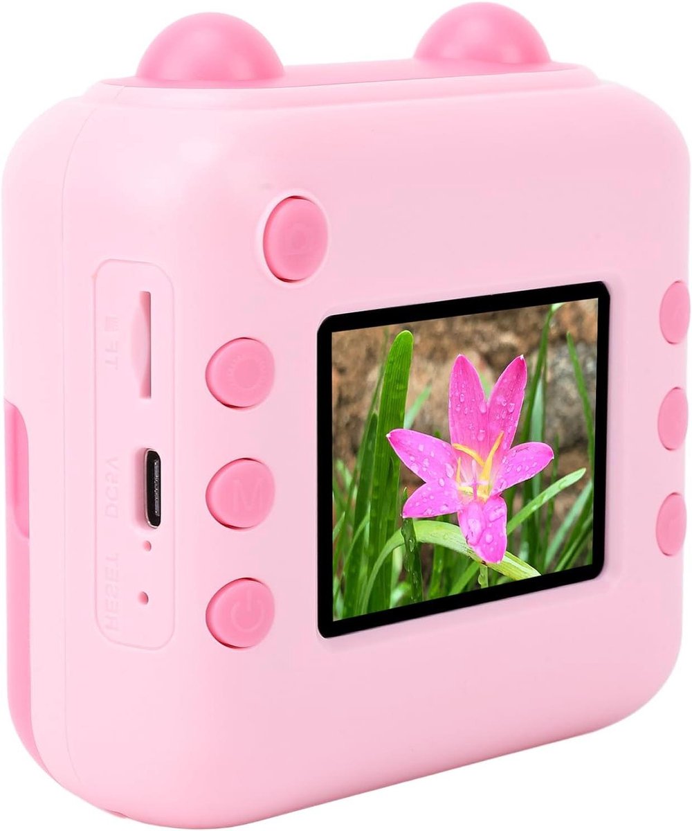 Asixxsix Instant Camera, HD Instant Camera Print Digitale Thermisch Printen Kindercamera Print met 2,4 Inch IPS Oogzorgscherm voor Verjaardag Kerstvakantie (PINK)