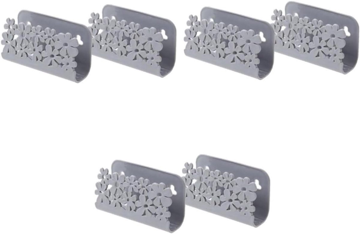 Sponshouder Set - Zuignap Mand - Keuken Opbergen - Sterke Zuignap - 6 Stuks - Grijs
