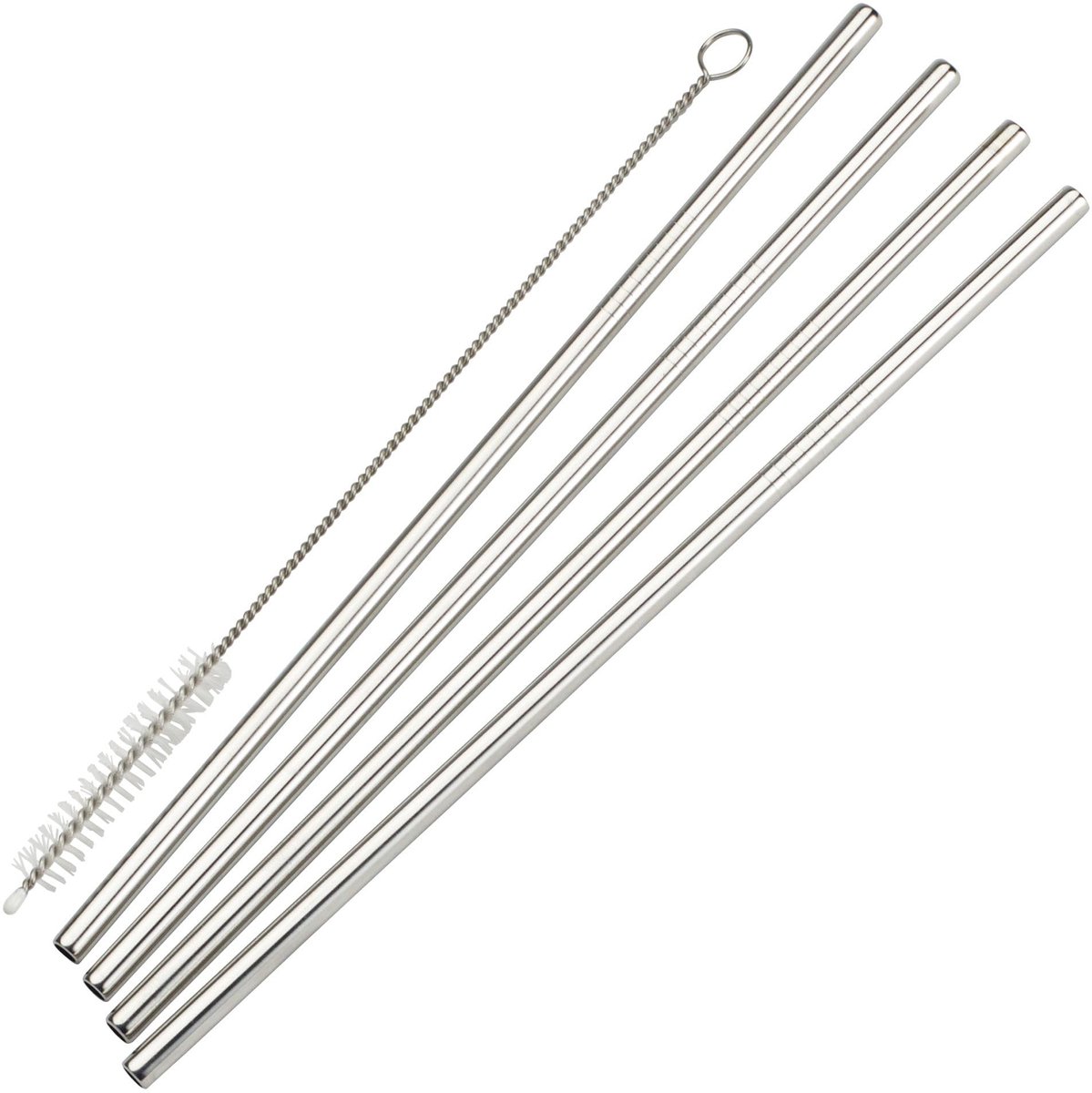 20x Rietjes - Herbruikbaar - RVS - Herbruikbare metalen rietjes - Stainless steel straws - Reusable - Duurzaam - Drinkrietjes - Duurzame rietjes - Met 4 ragers - Smoothies - Cocktails - Zilver - Jonyx