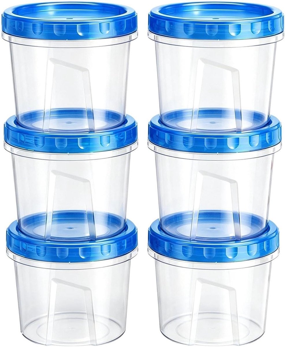 Diepvries Containers - Bewaar Bakjes - Maaltijd Voorbereiden - Stapelbaar en Lekvrij - 6 Stuks 473ml - Transparant