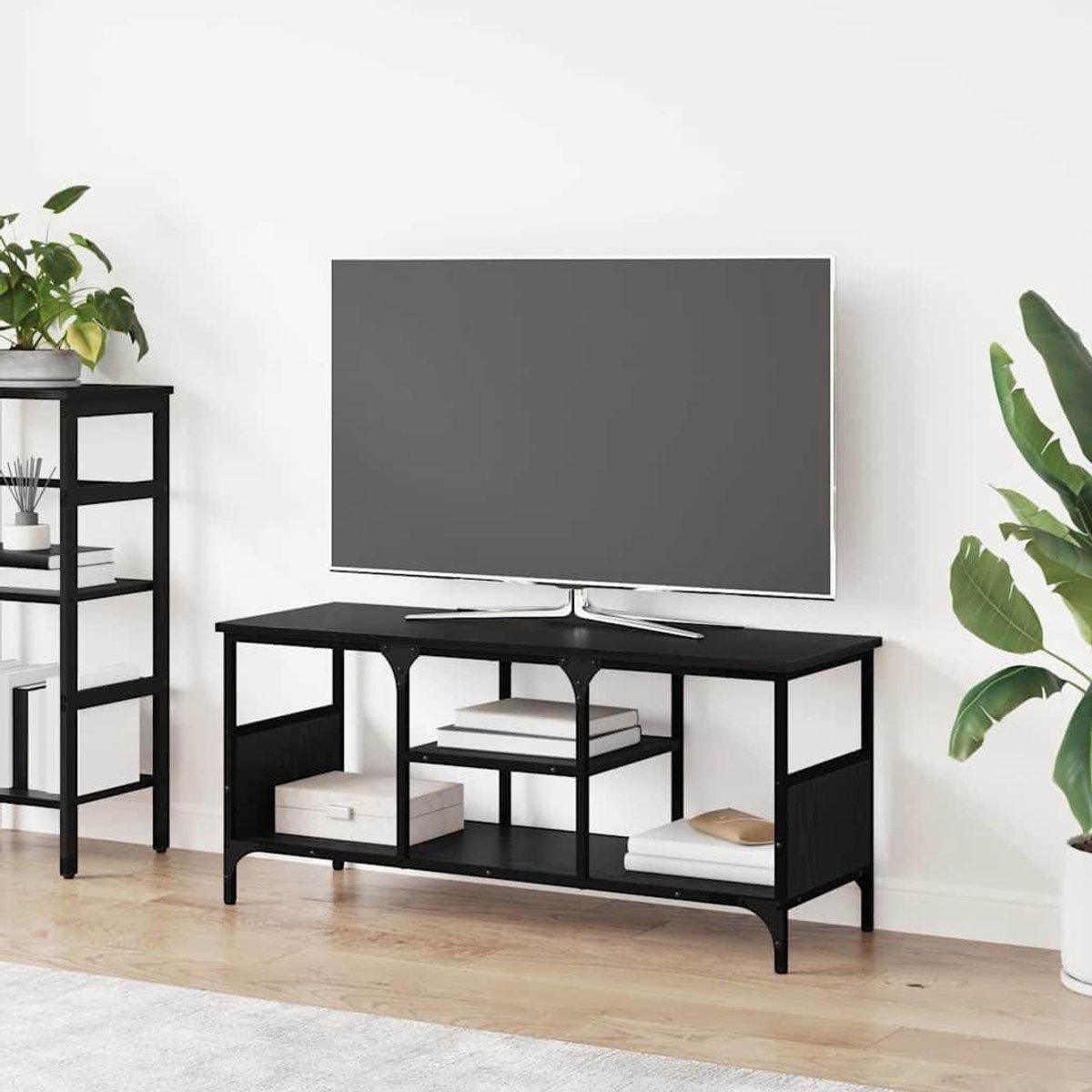 Tv-kast - Molenkast - Media organiseren - Rustieke stijl - 100 cm - Zwart eiken