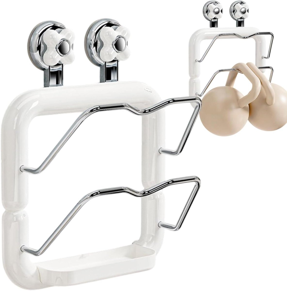 Dekselhouder - Pannen organizer - Keuken opruimen - Zonder boren montage - 6 x 25 x 6 cm - Wit